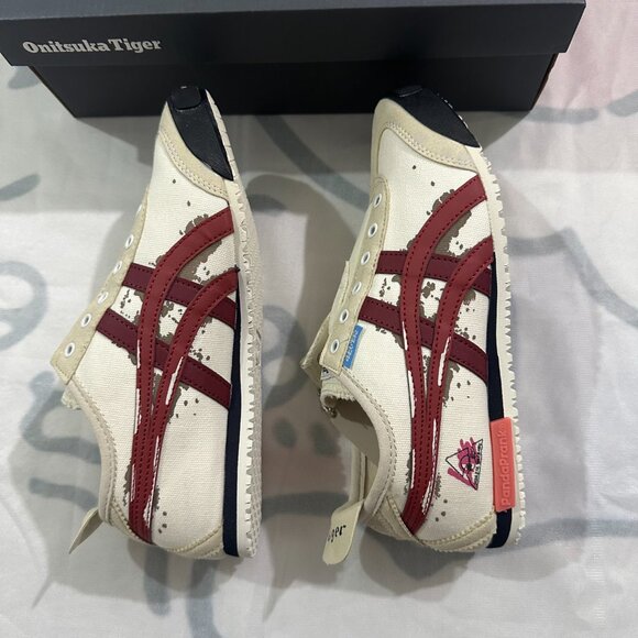 Onitsuka Tiger Mexico 66 Slip-On Low-Top Red Striped Sneakers - Picture 4 of 6